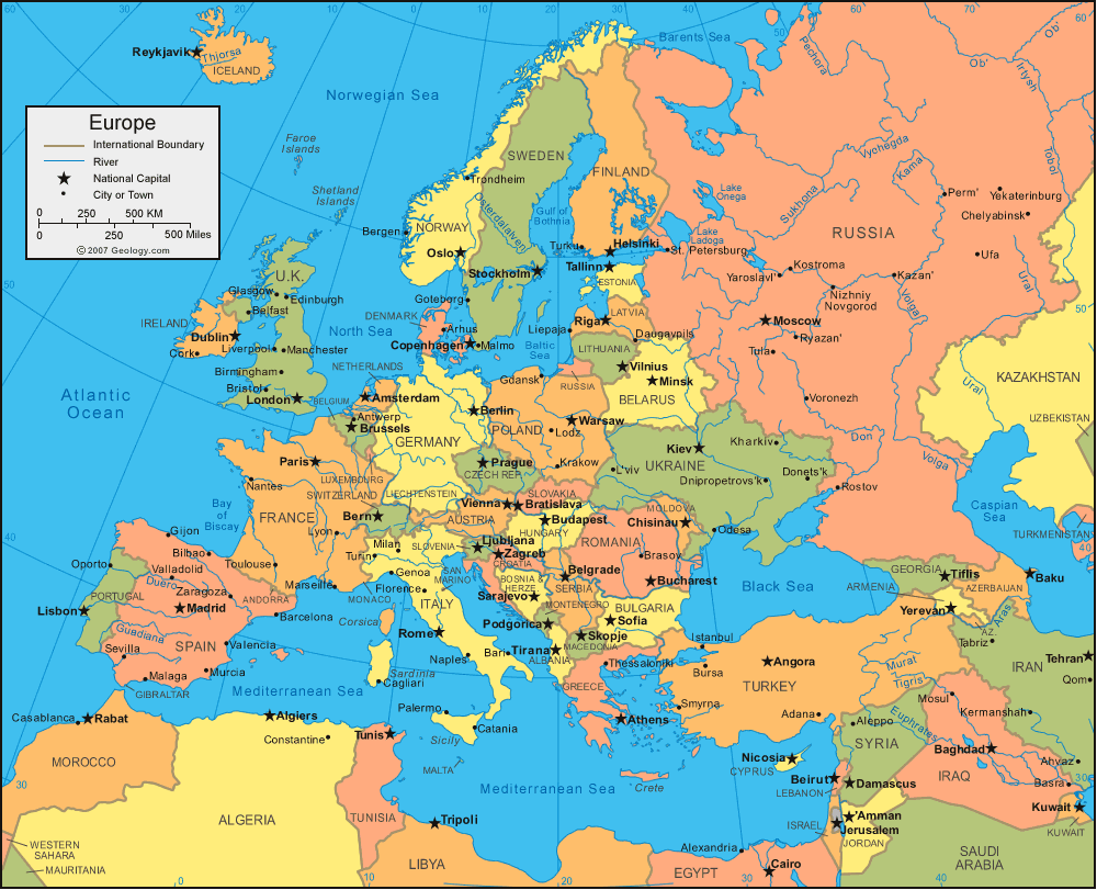 欧洲地图简图放大图片