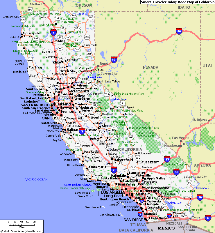 Map of California - California Map of Cities - California Map Google