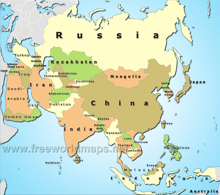 Political Map Of Asia With Countries | Map of Atlantic Ocean Area