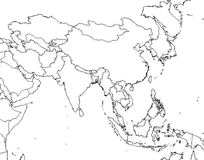 asia physical map blank